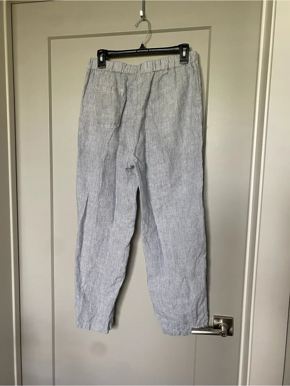 Quince 100% European linen striped pants elastic waist size medium
